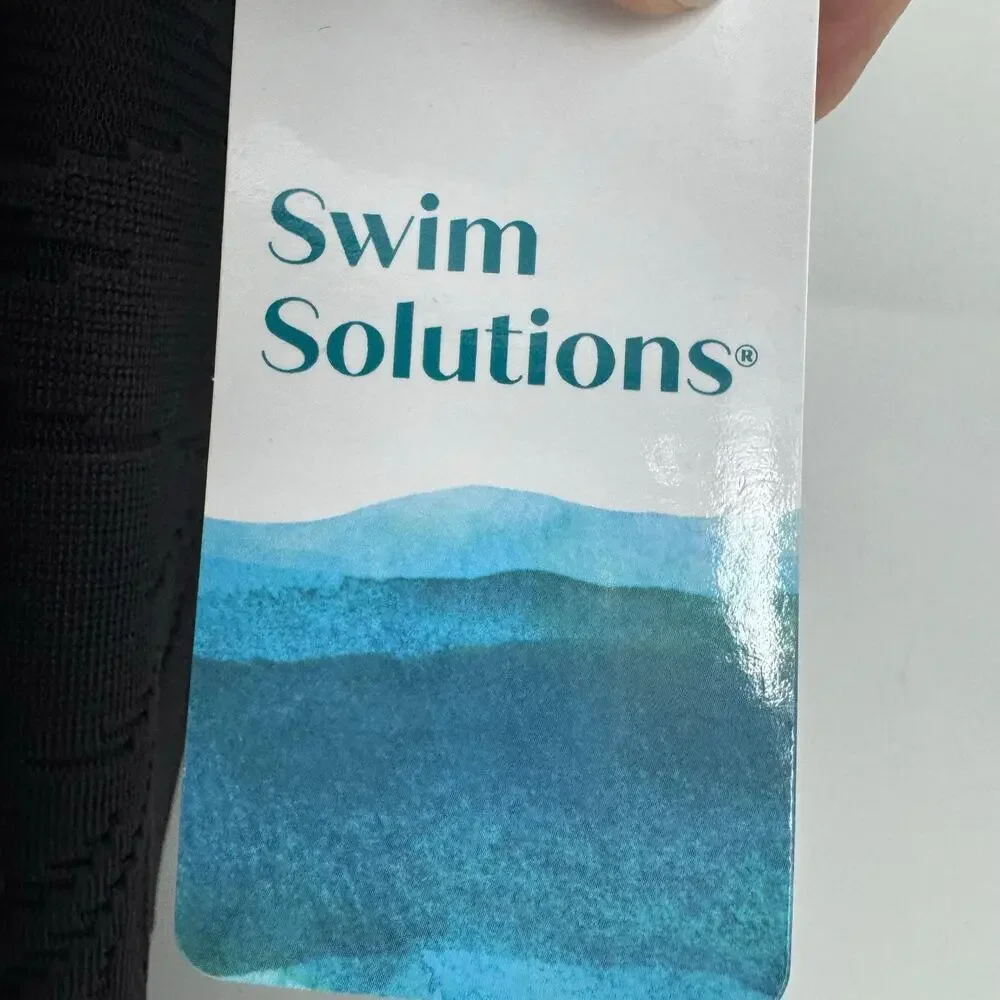 Swim Solutions Women's Knotted Flyaway Tankini Top in the Shade Black SZ 14 NWT - Picture 10 of 12